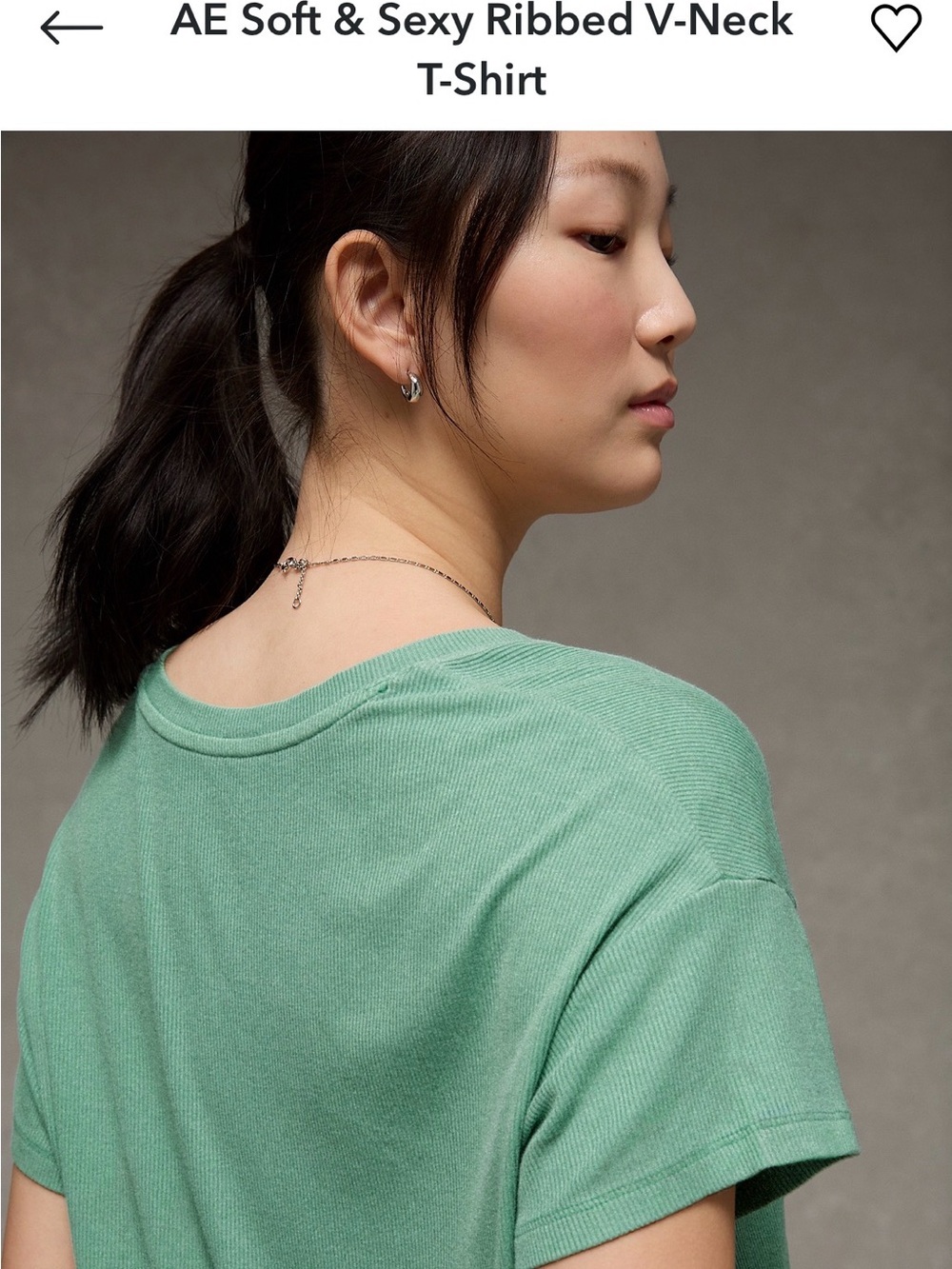 American Eagle Outfitters Mint Green Ribbed V-Neck Tee- Size L BNWT - Picture 5 of 9